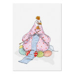 Krima & Isa , ansichtkaart A6  `Kip aan het breien`