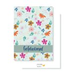 JUDITH maakt , A6 kaart `Gefeliciteerd` bloemetjes op zacht groene achtergrond