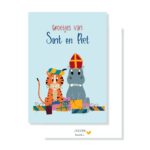 JUDITH maakt , A6 kaart ` Groetjes van Sint en Piet` tijger nijlpaard