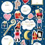 Stickervel A5 met 15 stickers , `Pieten party` blauwe basis