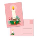 Studio Schatkist, Kerstkaart A6 ` Kaars kandelaar ` roze
