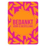 Kaart A6 `Bedankt voor je bestelling` oranje roze harten