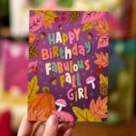 Aniet Illustration, kaart A6 `Fall girl` herfst verjaardag