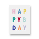 Lots of Lo, A6 ansichtkaart, serie LoLLies `Happy bday` gekleurde letters