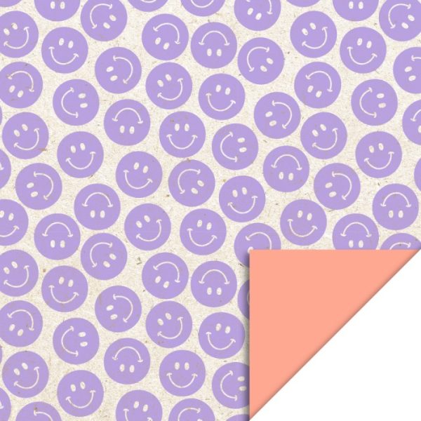 Kadopapier / inpakpapier `Smiley`s lila`  ( 30cmx1meter ) - Afbeelding 1