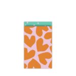 Kadozakje, Medium 12cmx19cm `Retro, solo hearts roest roze `25`  ( per stuk )