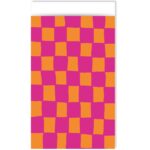 Kadozakje, Medium 12cmx19cm `Grid oranje roze ` ( per stuk )