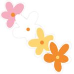 KP Sticker 45mmx52mm `Madelief` roze oranje geel wit ( mix van 10 stuks )