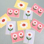 Sticker rechthoek 70mmx50mm `Daisies madeliefjes mixed` ( mix van 10 stuks )