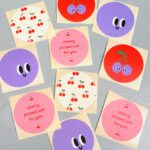 Sticker rond 50mm `Cherries kersjes mixed` ( mix van 10 stuks )