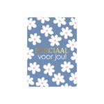 KP klein kaartje A7 , `Speciaal voor jou` blauw met witte bloemetjes