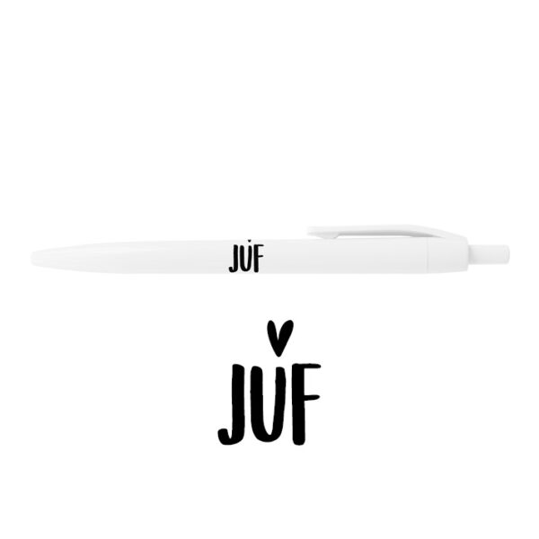 KP pen `Juf` zwart hartje  ( per stuk ) - Afbeelding 1