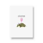 Lots of Lo, A6 ansichtkaart, serie opa muis ` Gefeliciteerd schildpad`
