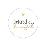 Sticker rond 40mm , `Beterschaps knuffel` ( set van 10 stuks )