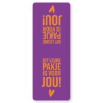Sticker rechthoek 55x143mm, `Dit leuke pakje is voor jou`paars oranje ( set van 10 stuks )