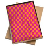 Vloeipapier zijdepapier `Grid oranje / roze `  ( per 2 vellen )