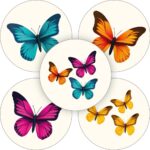 Sticker rond 35mm `Vlinders` ( mix van 10 stuks )