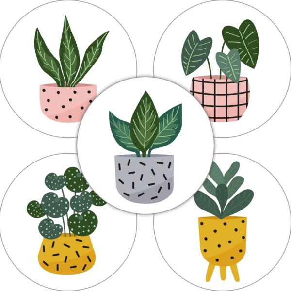Sticker rond 35mm `Planten` ( mix van 10 stuks ) - Afbeelding 1
