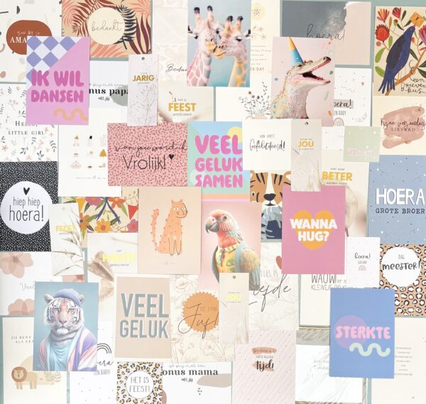 OUTLET kaartenset , 10 kaarten ( plus wat extra kleine kaartjes ) - Afbeelding 1