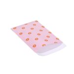 Kadozakje, Medium 12cmx19cm `Bloem oranje geel op roze`   ( per stuk )