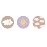 Sticker rond 50mm `Sunny days` wolkjes zonnetje ( mix van 10 stuks )