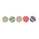 Sticker rond 30mm `Strepen` paars rood roze groen blauw  ( mix van 10 stuks )
