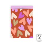 Kadozakje, Large 17cmx25 cm `Big hearts` cognac / pink  ( per stuk )