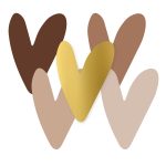 Sticker hart 43mmx47mm , `Hart in mokka bruin beige goud tinten` ( mix van 10 stuks )
