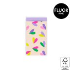 Kadozakje, Small 7cmx13cm `Duo hearts` beige / lila  ( per stuk )