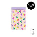 Kadozakje, Medium 12cmx19cm `Duo hearts` beige / lila  ( per stuk )