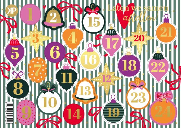 Stickervel A5 met 24 stickers , `Advent kleur` - Afbeelding 1
