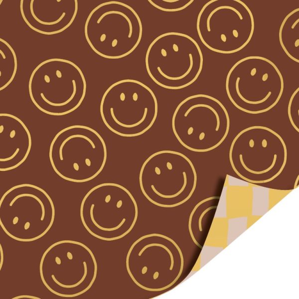 Kadopapier / inpakpapier `Smiley`s mokka` bruine smiley`s ( 30cmx1meter ) - Afbeelding 1