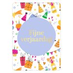 KP Kaart A6 `Fijne verjaardag` hoedjes kadootjes feest