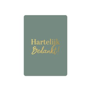 KP klein kaartje A7 , `Hartelijk bedankt` groen grijs