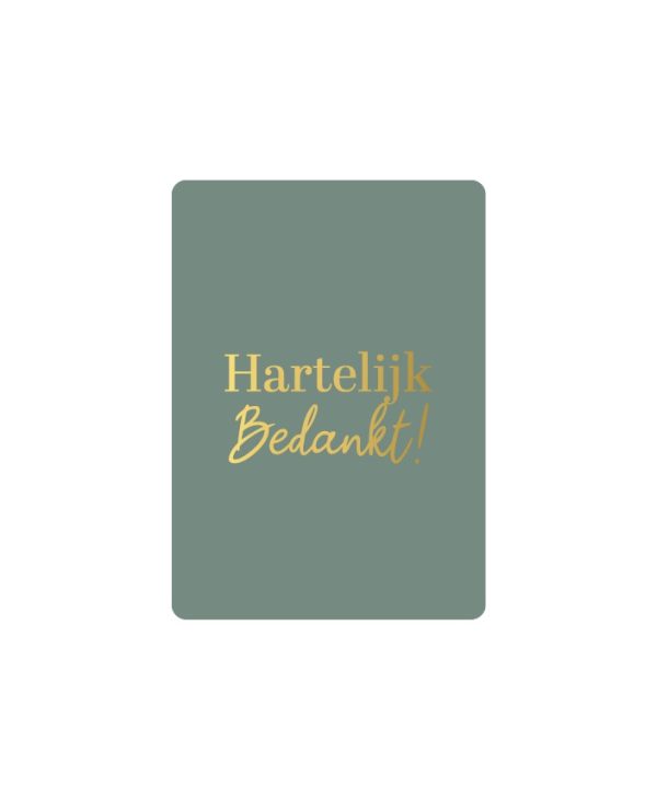 KP klein kaartje A7 , `Hartelijk bedankt` groen grijs - Afbeelding 1