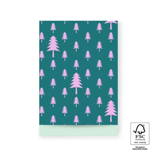 Kadozakje, Large 17cmx25 cm `Tree  kerstboom` jade / roze   ( per stuk ) - Afbeelding 1