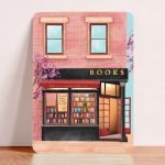 Aniet Illustration, kaart A6 `Books` boekenwinkel warme kleuren