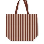 Strepen tas mokka / beige ( 48x15x38cm)