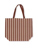 Strepen tas mokka / beige ( 48x15x38cm)