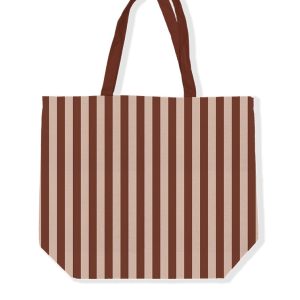 Strepen tas mokka / beige ( 48x15x38cm)