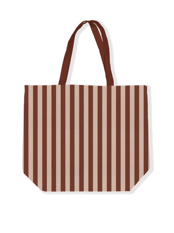 Strepen tas mokka / beige ( 48x15x38cm) - Afbeelding 1