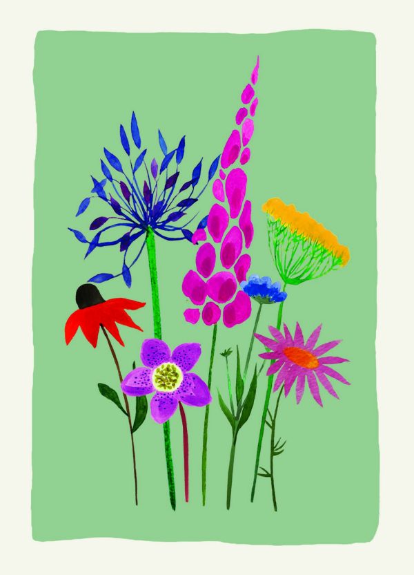 Kaartenpret, A6 kaart van karton `Losse plukbloemen` - Afbeelding 1