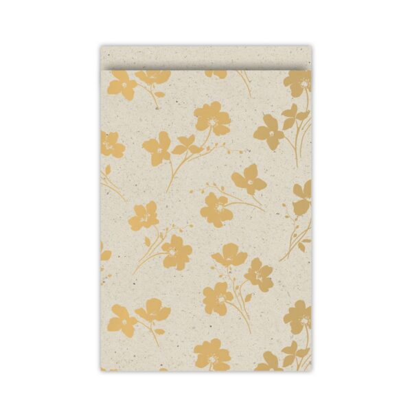 Kadozakje, Large 17cmx25 cm `Classic flowers` grasspaper / goud` ( per stuk ) - Afbeelding 1