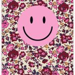 Sizzy Kaart A6 `Smiley` op roze bordeaux bloemetjes print