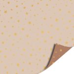 Kadopapier / inpakpapier `Little stars` sterren print goud op beige ( 30cmx1meter )