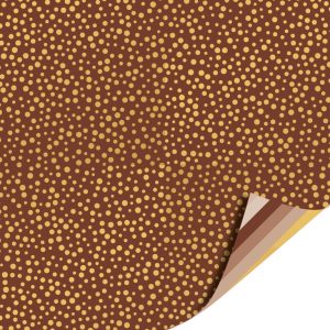 Kadopapier / inpakpapier `Stippen dots goud op bruin`   ( 30cmx1meter )