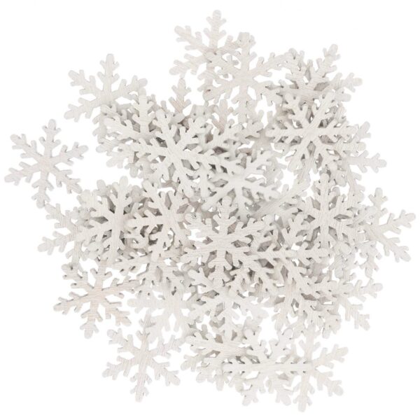 Decoratie houten sneeuwvlokjes mix wit  ( mix van 12 stuks ) - Afbeelding 1