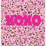 Sizzy Kaart A6 `XOXO` op roze lila bloemetjes print