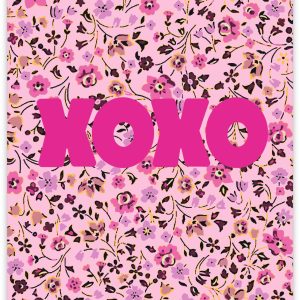 Sizzy Kaart A6 `XOXO` op roze lila bloemetjes print