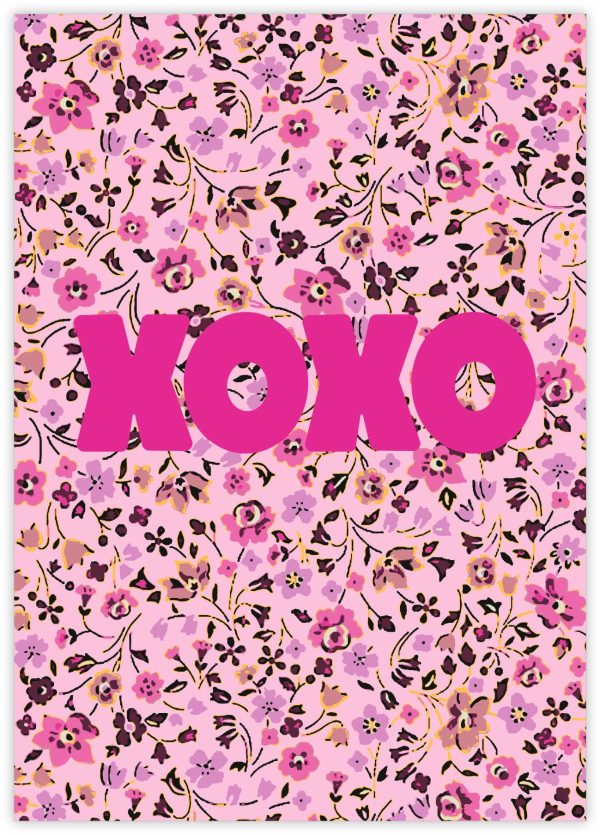 Sizzy Kaart A6 `XOXO` op roze lila bloemetjes print - Afbeelding 1